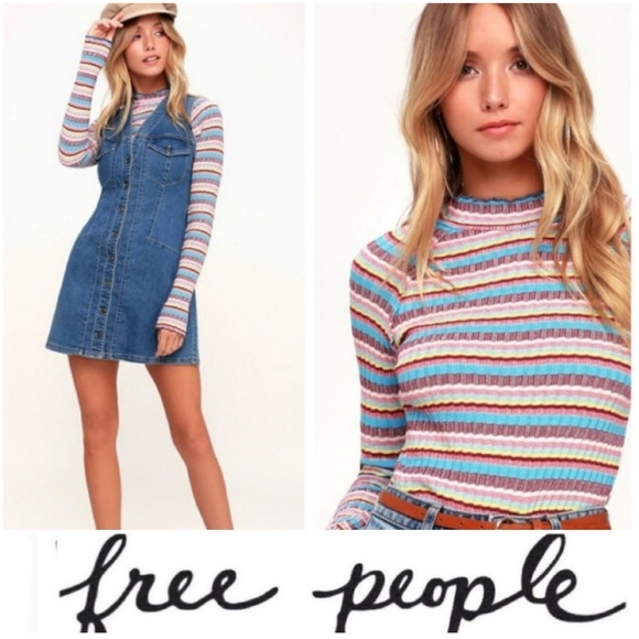 Free People Tops - NWT FREE PEOPLE STRIPED COTTON MOCKNECK TOP